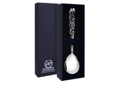 Серебряная чайная ложка с декоративной ручкой в цветочном стиле «Подарочная»